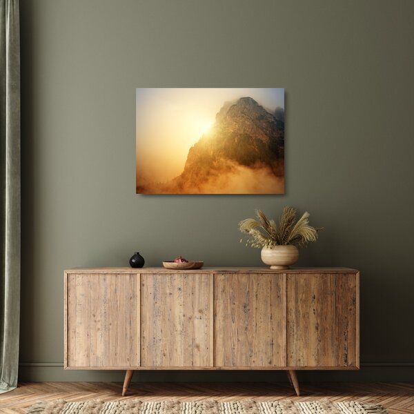 Staklena slika planine u magli (70x50 cm)