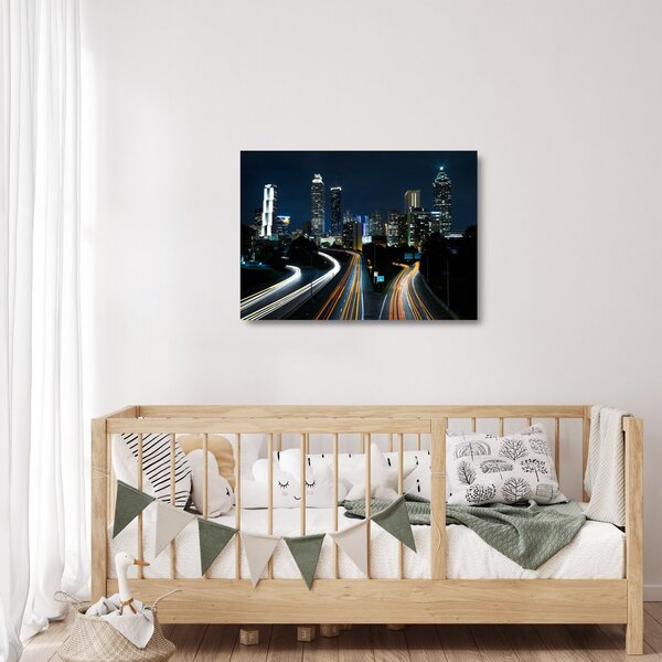 Staklena slika noćne metropole (70x50 cm)