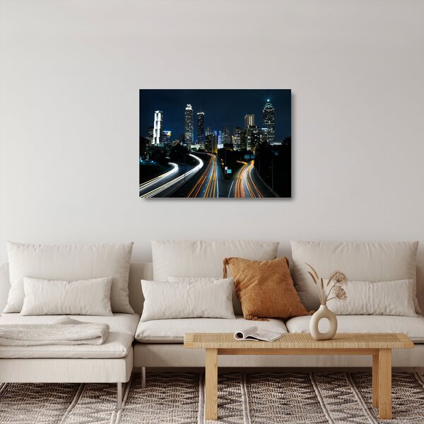 Staklena slika noćne metropole (70x50 cm)