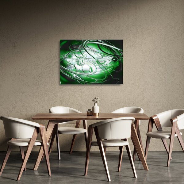 Staklena slika zelene apstrakcije (70x50 cm)