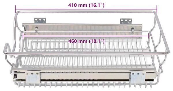 Žičane košare na izvlačenje 2 kom srebrne 400 mm - Srebrno 400 mm 2 400 mm
