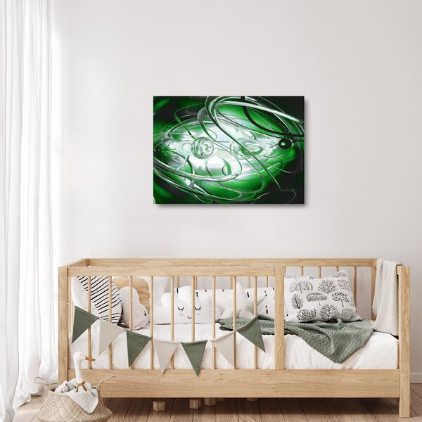 Staklena slika zelene apstrakcije (70x50 cm)