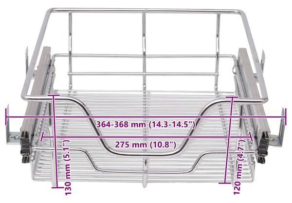 Žičane košare na izvlačenje 2 kom srebrne 400 mm - Srebrno 400 mm 2 400 mm