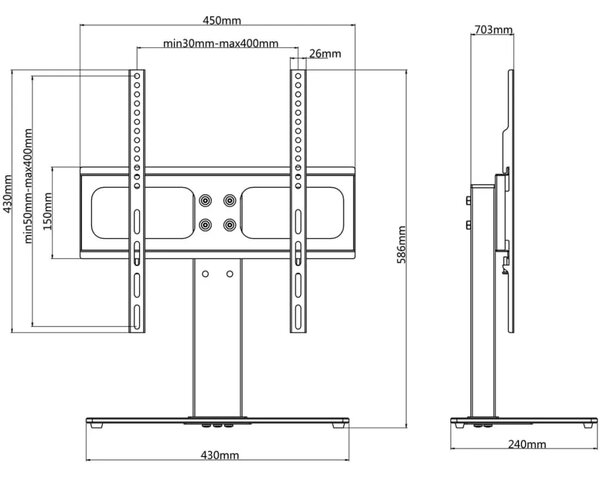 TV stalak za zaslon od 26-42 inča maks. VESA 400 x 400 mm 30 kg - Crna 400 x 400 mm 1 S bazom