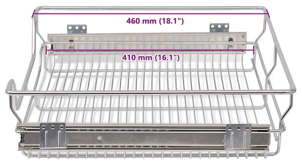 Žičane košare na izvlačenje 2 kom srebrne 600 mm - Srebrno 600 mm 2 600 mm