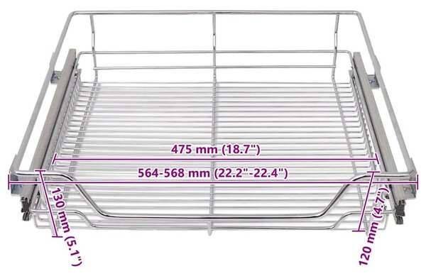 Žičane košare na izvlačenje 2 kom srebrne 600 mm - Srebrno 600 mm 2 600 mm