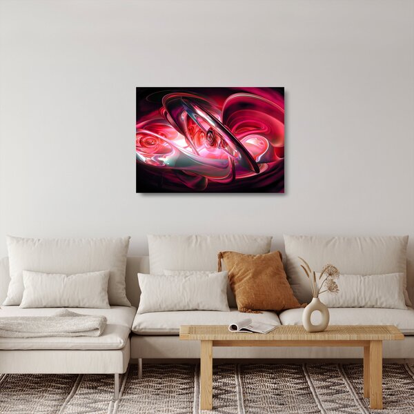 Staklena slika crvenih fraktala (70x50 cm)