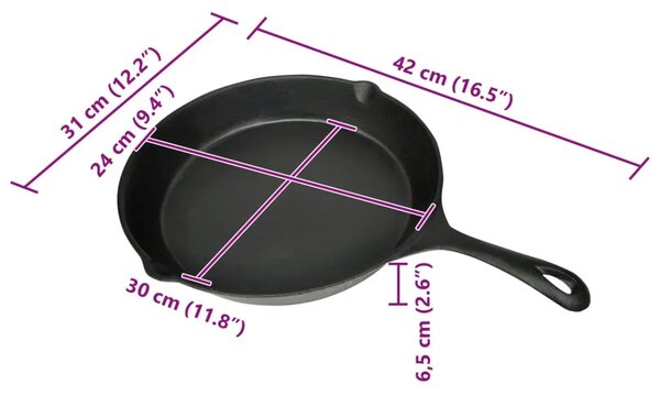 Grill Tava Lijevano Željezo 30 cm Okrugla