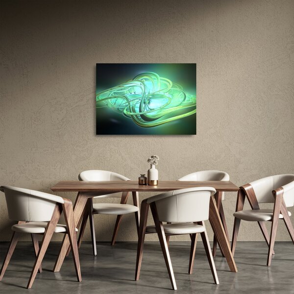 Staklena slika zelene apstrakcije (70x50 cm)