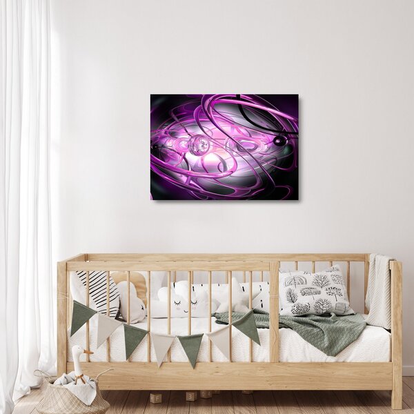 Staklena slika predivne ljubičaste apstrakcije (70x50 cm)
