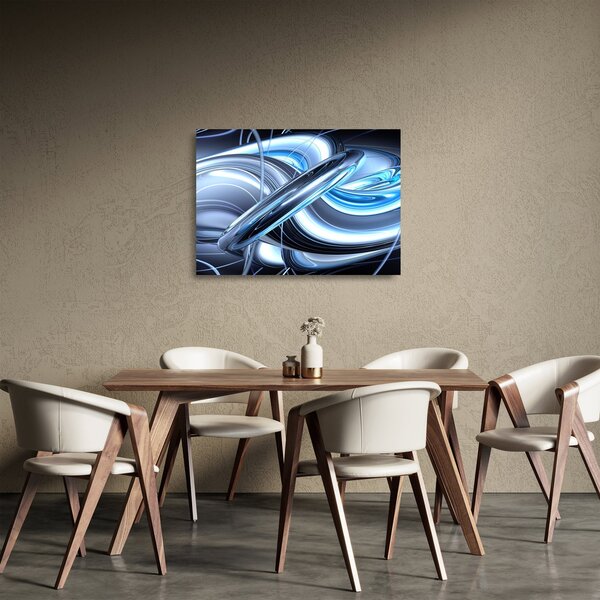 Staklena slika plave apstrakcije (70x50 cm)