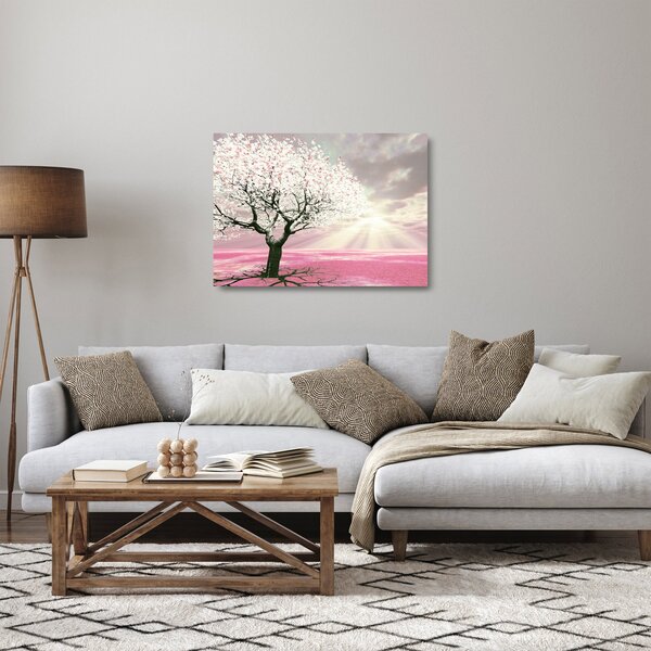 Ružičasta staklena slika stabla (70x50 cm)
