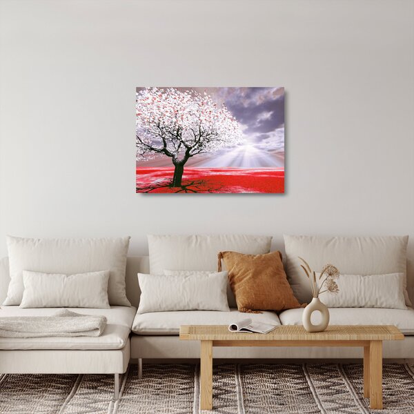 Crvena staklena slika stabla (70x50 cm)