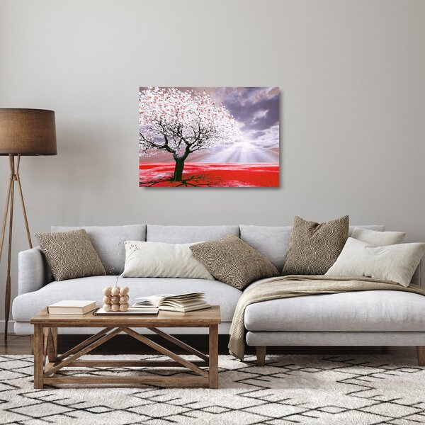 Crvena staklena slika stabla (70x50 cm)