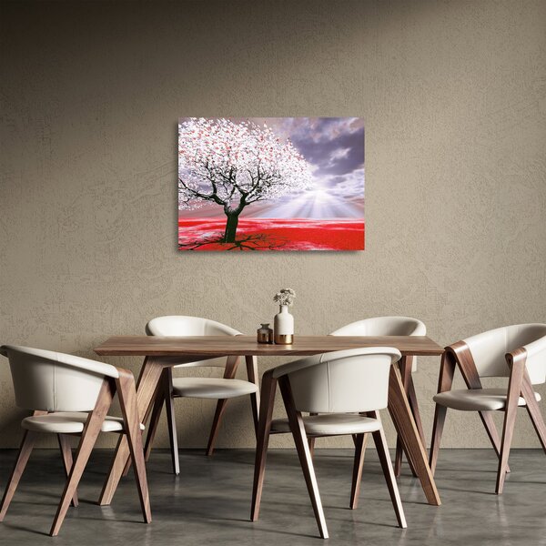 Crvena staklena slika stabla (70x50 cm)