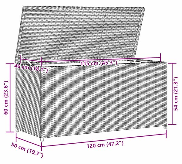Vrtna kutija za pohranu od poliratana smeđa 120 x 50 x 60 cm - Smeđa Smeđa