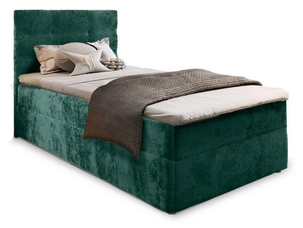 Tapecirani krevet boxspring GLORIEN VELVET 90x200 cm tamnozelena Madrac: Bonell opružni madrac
