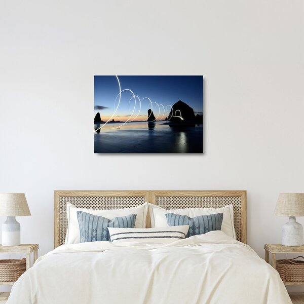 Staklena slika - plaža kod zalaska sunca (70x50 cm)