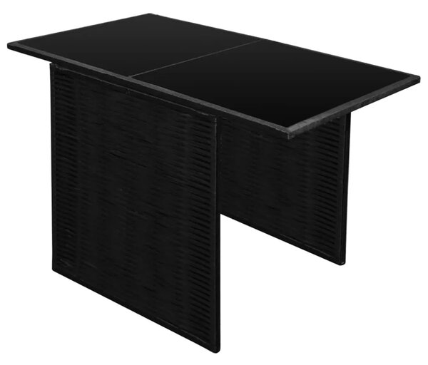 3-dijelni bistro set od poliratana s jastucima crni - Crna 3 Crna