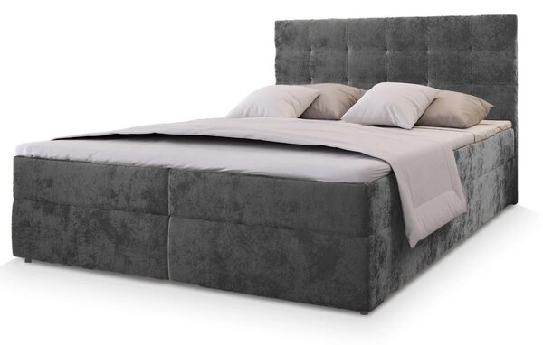 Tapecirani krevet boxspring GLORIEN VELVET 160x200 cm siva Madrac: Bonell opružni madrac