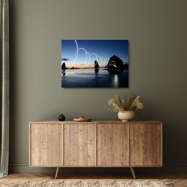 Staklena slika - plaža kod zalaska sunca (70x50 cm)