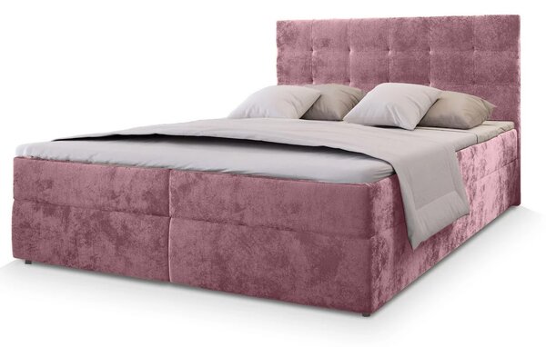 Tapecirani boxspring krevet GLORIEN VELVET 160x200 cm ružičasta Madrac: Bonell opružni madrac
