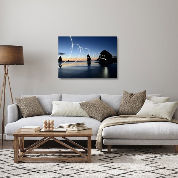Staklena slika - plaža kod zalaska sunca (70x50 cm)