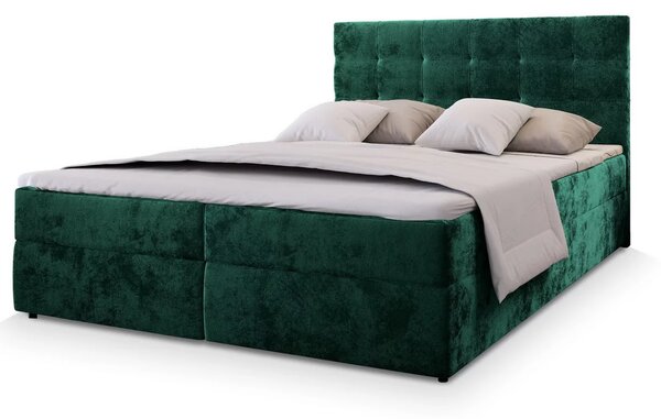 Tapecirani boxspring krevet GLORIEN VELVET 160x200 cm tamno zelena Madrac: Bonell opružni madrac