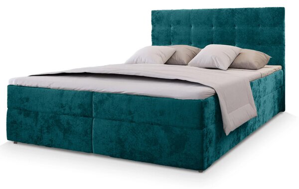 Tapecirani boxspring krevet GLORIEN VELVET 140x200 cm tirkizna Madrac: Bonell opružni madrac