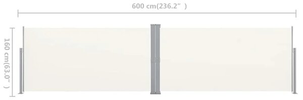 Bočna tenda uvlačiva 160 x 600 cm krem boje - Krema 160 x 600 cm
