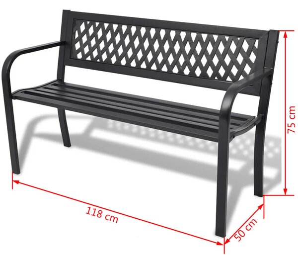 Vrtna klupa 118 cm čelična crna
