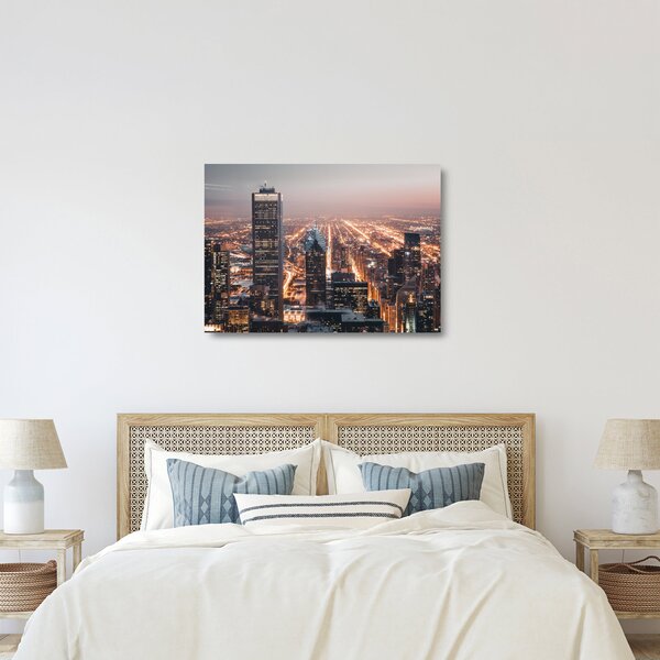 Staklena slika svjetleće metropole (70x50 cm)