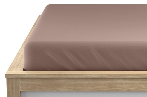Jersey plahta EXCLUSIVE svjetlosmeđa 180x200 cm, 100% pamuk
