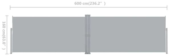 Bočna Tenda Uvlačiva 160x600 cm Siva - Siva 160 x 600 cm