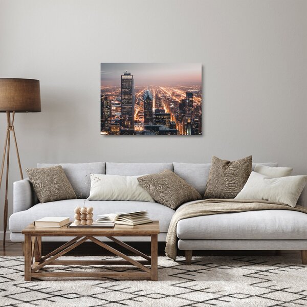 Staklena slika svjetleće metropole (70x50 cm)