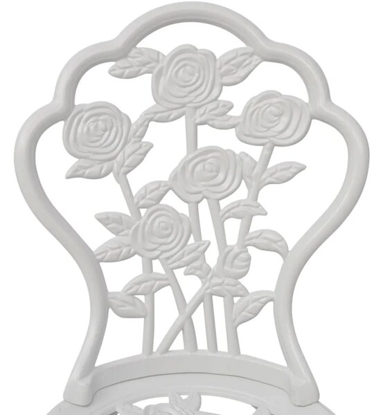 3-dijelni bistro set od lijevanog aluminija bijeli - Bijela 3 Bijela