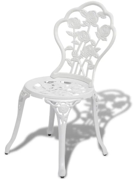 3-dijelni bistro set od lijevanog aluminija bijeli - Bijela 3 Bijela