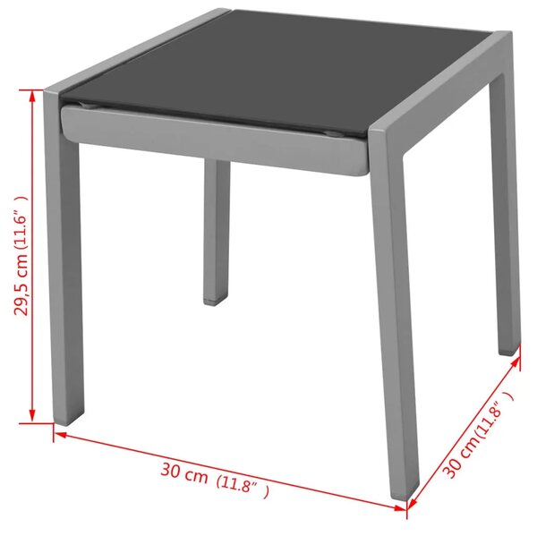 Ležaljka za sunčanje sa stolom aluminijum crna
