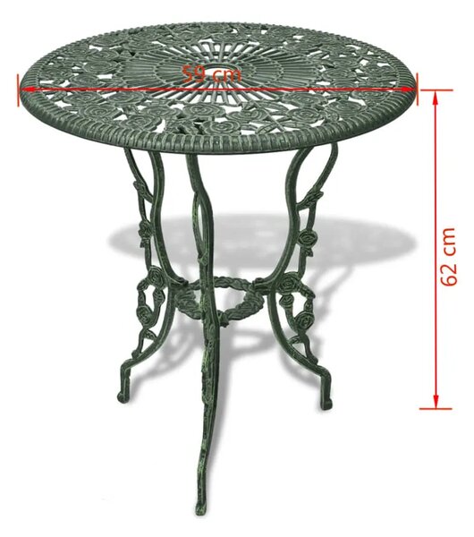 3-dijelni bistro set od lijevanog aluminija zeleni - Zelena 3 Zelena