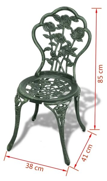 3-dijelni bistro set od lijevanog aluminija zeleni - Zelena 3 Zelena