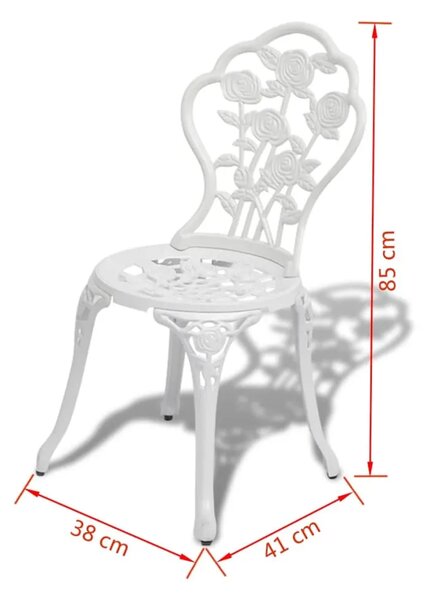 3-dijelni bistro set od lijevanog aluminija bijeli - Bijela 3 Bijela