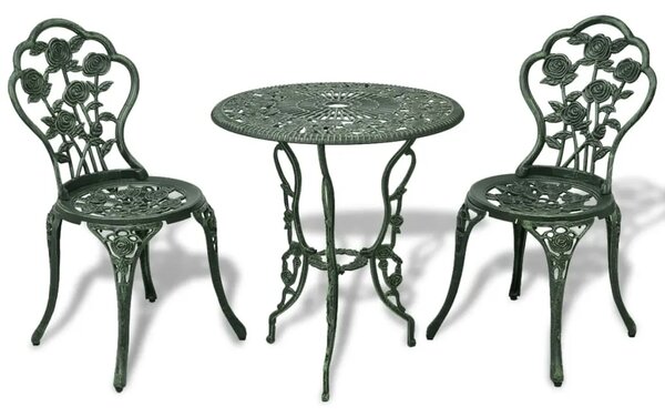 3-dijelni bistro set od lijevanog aluminija zeleni - Zelena 3 Zelena