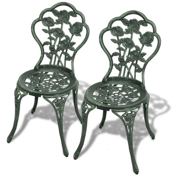 3-dijelni bistro set od lijevanog aluminija zeleni - Zelena 3 Zelena