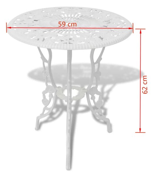 3-dijelni bistro set od lijevanog aluminija bijeli - Bijela 3 Bijela