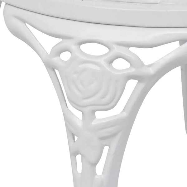 3-dijelni bistro set od lijevanog aluminija bijeli - Bijela 3 Bijela