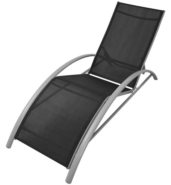 Ležaljka za sunčanje sa stolom aluminijum crna