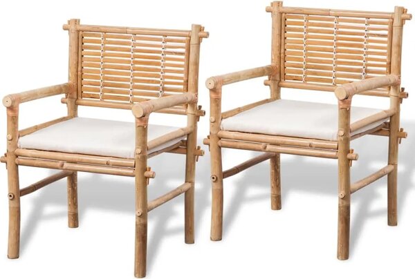 3-dijelni bistro set od bambusa s jastucima