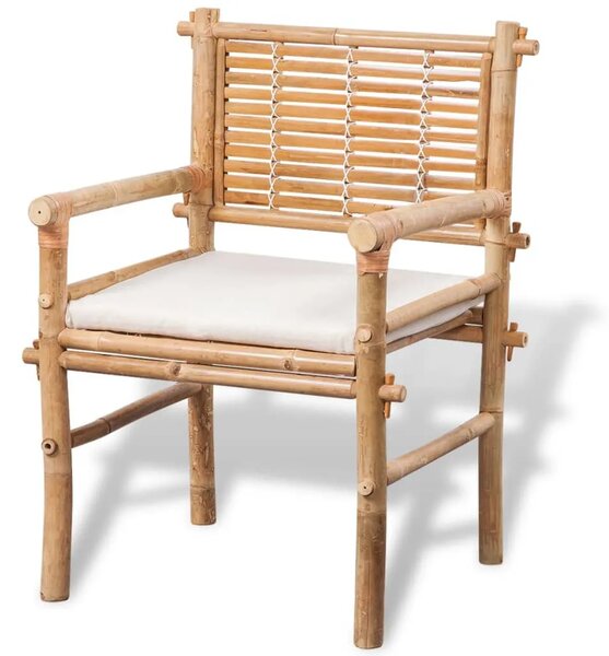 3-dijelni bistro set od bambusa s jastucima