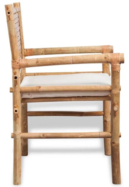 3-dijelni bistro set od bambusa s jastucima