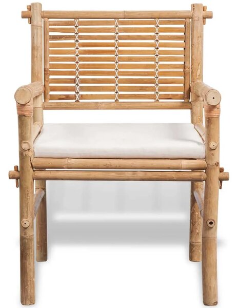 3-dijelni bistro set od bambusa s jastucima